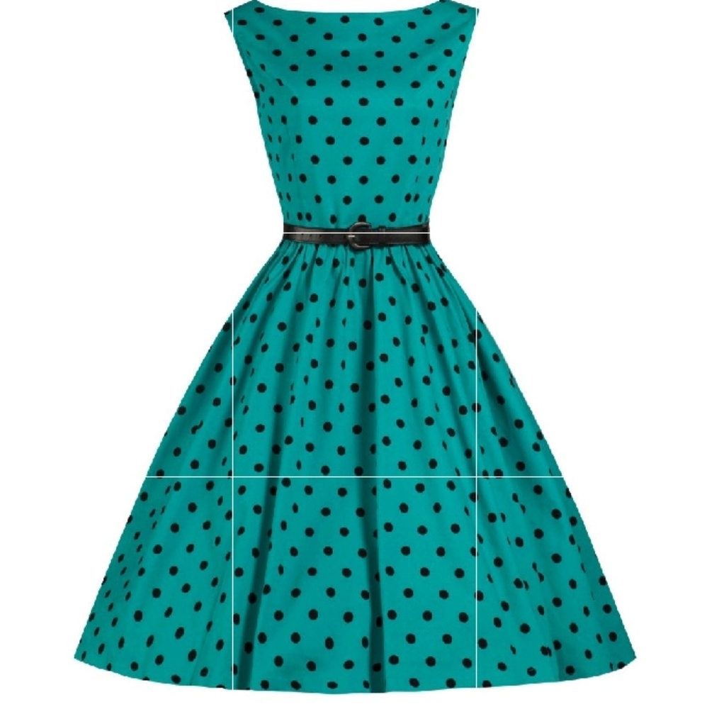 XS LINDY BOP POLKA DOT DRESS AQUA